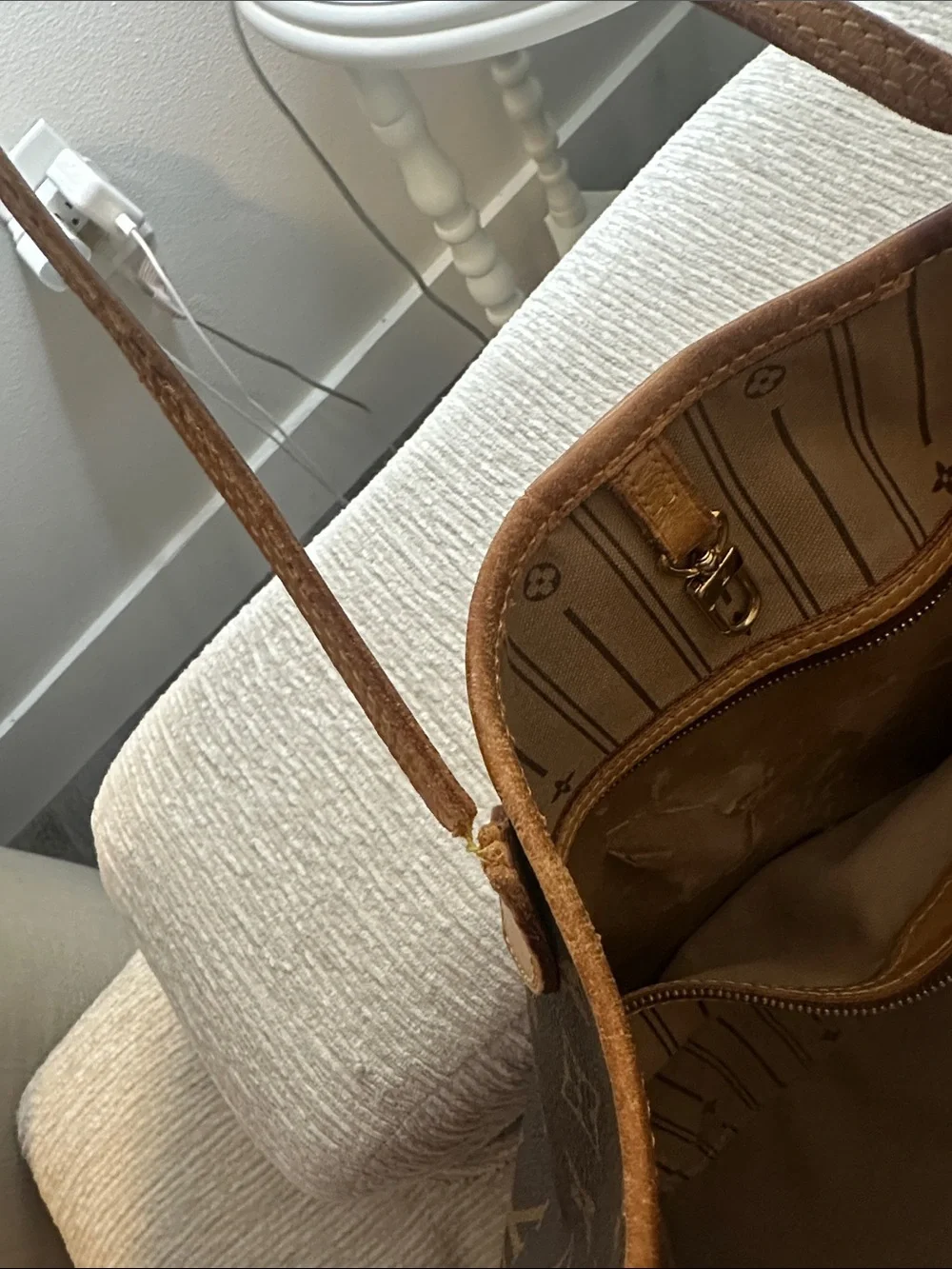 Louis Vuitton Monogram Canvas Tote in Brown with Tan Trim